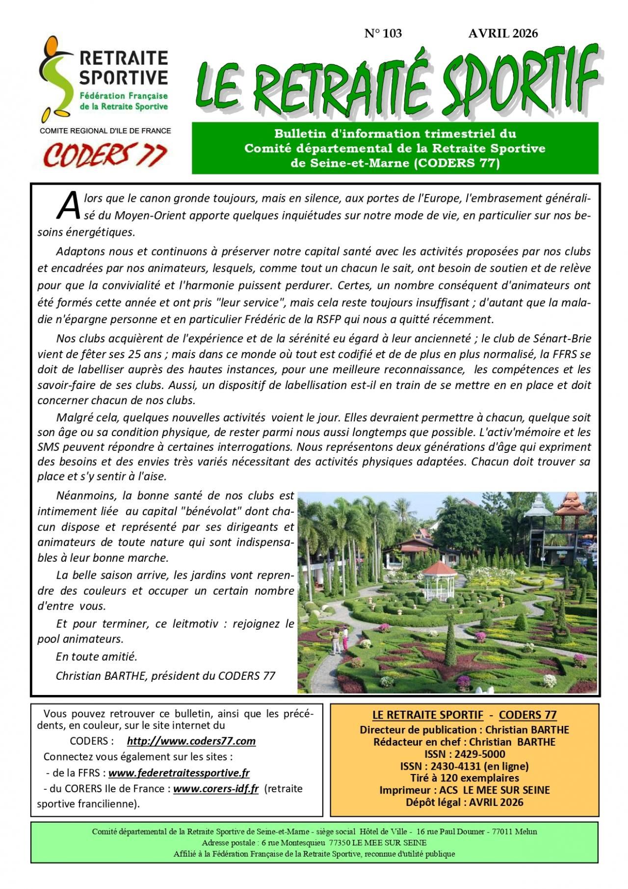 Bulletin d'information du CODERS N°99 Avril 2025